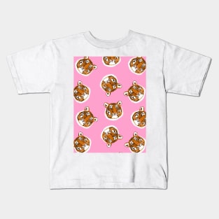 Tiger Head Design on Pink Kids T-Shirt